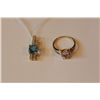 Image 1 : ONE 14KT YELLOW GOLD NATURAL BLUE TOPAZ & DIAMOND