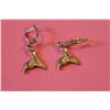 Image 2 : ONE PAIR OF 14KT YELLOW GOLD WHALE TAIL DESIGN