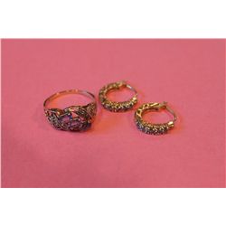 ONE 10KT YELLOW GOLD NATURAL TANZANITE & DIAMOND