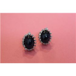 ONE PAIR OF 18KT WHITE GOLD NATURAL BLUE SAPPHIRE