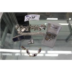 2 STERLING SILVER CHARM BRACELETS AND ASSORTED