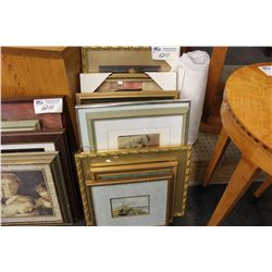 8 ASSORTED GOLD METAL FRAMED PRINTS