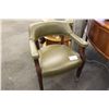 Image 1 : OLIVE GREEN  LEATHER BRASS TACK CLIENT CHAIR