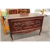 Image 1 : 2 DRAWER DARK WOOD HALL TABLE WITH DECORATIVE