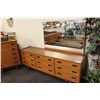Image 1 : TEAK 9 DRAWER CONSOLE DRESSOR WITH 3/4 MIRROR