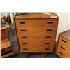 Image 1 : TEAK 5 DRAWER DRESSOR WITH BLACK HANDLES