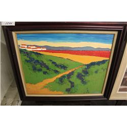 DISTANT VILLAGE ACRYLIC ON CANVAS 24"X30" SIGNED