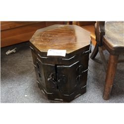 SMALL ASIAN WOOD CHEST WITH METAL LOCK