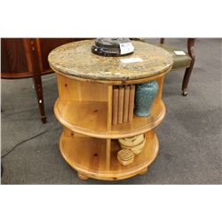 MARBLE TOP LAZY SUSAN COFFEE END TABLE