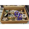 Image 1 : OAK JEWELLRY BOX WITH COSTUME JEWELLRY