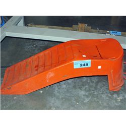 Pair of orange metal car ramps
