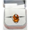 Image 1 : Ladies silver ring with orange gemstone
