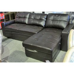 2pc brown leather sectional sofa