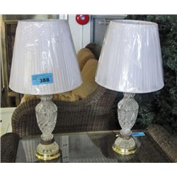 Pair of crystal base table lamps