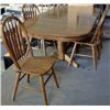 Image 1 : Double pedastol oak dining table with 2 leafs and