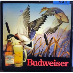 Budweiser lighted beer advertisment sign