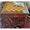 Image 1 : Wooden chessboard table with chess pieces