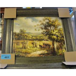 Framed original oil on canvas country scene