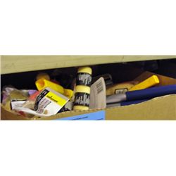 box full of new painting accessories; trays,