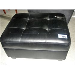 Black leather footstool ottoman with storage
