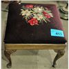 Image 1 : Antique footstool with petite point embroidered