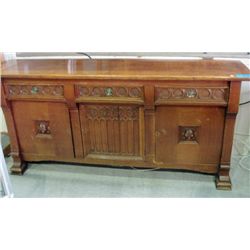 Antique oak carved front sideboard buffet