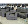 Image 1 : Contemporary grey fabric 3pc sofa loveseat