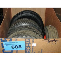 Box of assorted replacement utility tires