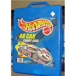 One hotwheels carrying case filled with hotwheels