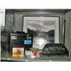 Image 1 : Shelf lot of misc; framed eagle print, singer