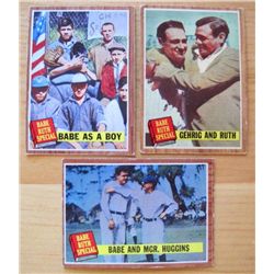 Lot of 3- 1962 Topps Babe Ruth Baseball Cards