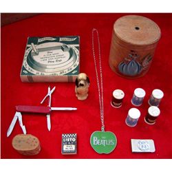 Wood String Holder, Celluloid Dog & Misc.