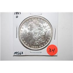 1883-O Silver Morgan $1; MS63; EST. $65-90