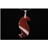 Image 1 : Black Leather Necklace With S-Shaped Tri-Colored Stone Charm; EST. $5-10