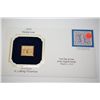 Image 2 : 22K Gold Replica Stamp With Enlarged Reproduction Of The Original Stamp; First Day Issue Of The Orig