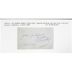 Sir Charles Santly Signed Paper 1899 English Baritone