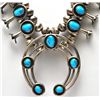 Image 2 : Old Pawn Navajo Turquoise Squash Blossom Necklace & Earrings Set - Lenore Garcia