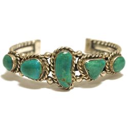 Old Pawn Navajo Turquoise Sterling Silver Cuff Bracelet