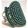 Image 2 : Old Pawn Zuni Turquoise Dots Cluster Sterling Silver Cuff Bracelet