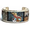 Image 1 : Zuni Multi-Stone Bear SunFace Pueblo Sterling Silver Cuff Bracelet - Gilbert & Mildred Calavaza