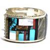 Image 2 : Zuni Multi-Stone Bear SunFace Pueblo Sterling Silver Cuff Bracelet - Gilbert & Mildred Calavaza