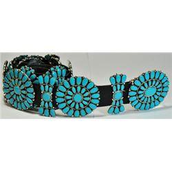 Navajo Turquoise Sterling Silver Concho Belt - Juliana Williams