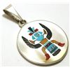 Image 2 : Zuni Multi-Stone Inlay Knifewing Kachina Sterling Silver Pendant - Harlan & Monica Coonsis
