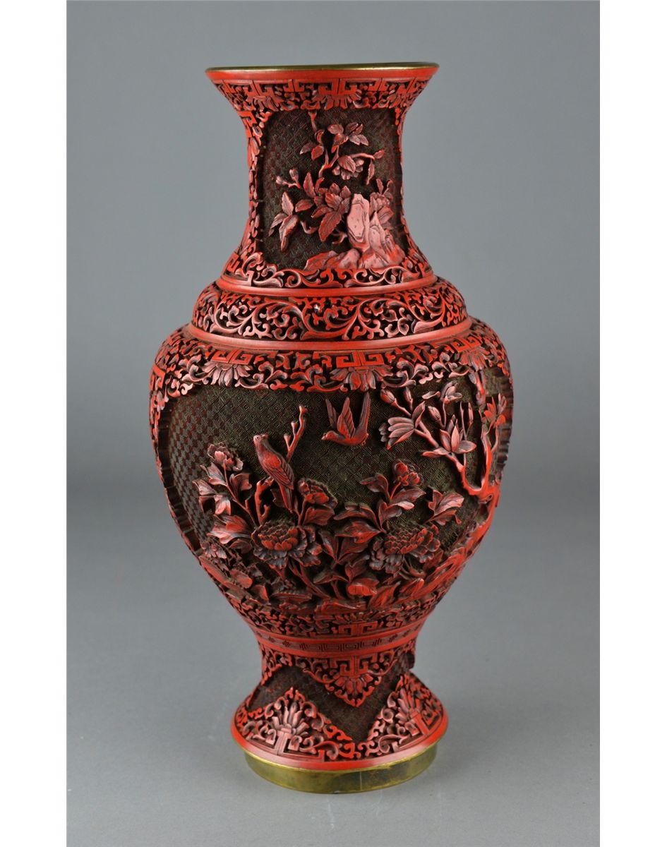 Chinese Carved Cinnabar Lacquer Vase