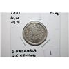 Image 1 : 1881-E Guatemala 25 Centavos Foreign Coin; Fine; .1678 ASW; EST. $15-25