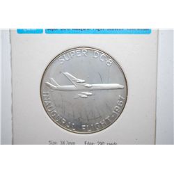 1967 United Air Lines Super DC8 Inaugural Flight Souvenir Medal; Bonded Silverclad Proof; The Frankl