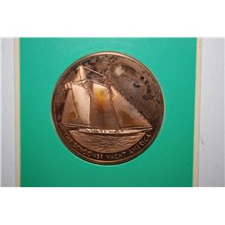 1970 American Prestige Arts 100th Anniversary America's Cup Races Medal; Solid Franklin Bronze Proof