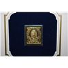 Image 1 : 22K Gold Replica Stamp With Enlarged Reproduction Of The Original Stamp; First Day Issue Of Original