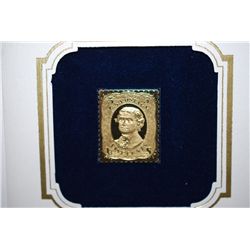 22K Gold Replica Stamp With Enlarged Reproduction Of The Original Stamp; First Day Issue Of Original