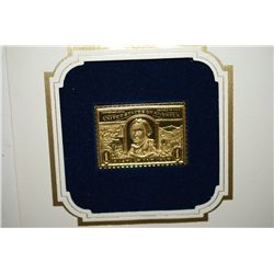 22K Gold Replica Stamp With Enlarged Reproduction Of The Original Stamp; First Day Issue Of Original